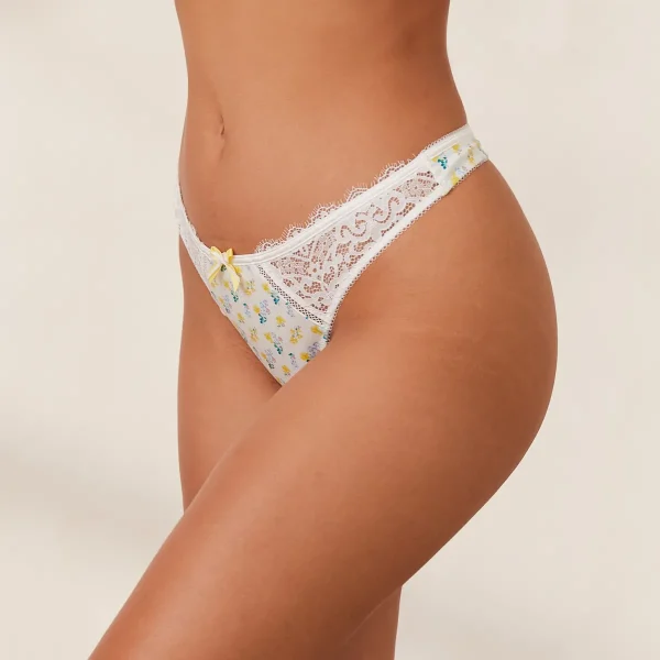 Lounge Underwear Sweet String - Blanc Fleuri Clearance