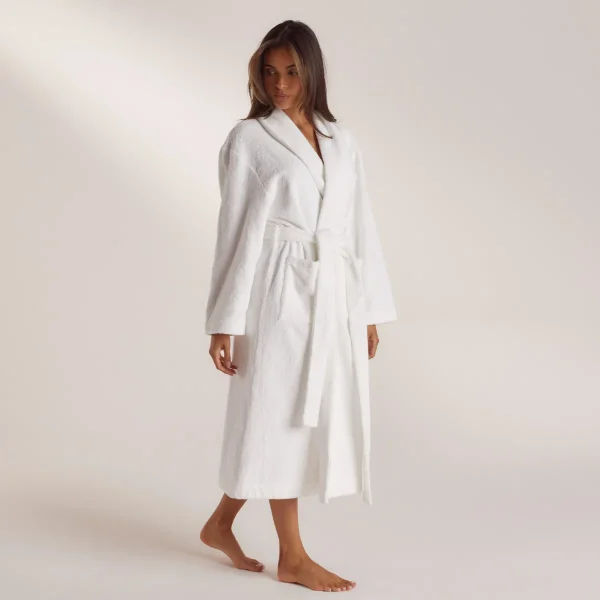 Lounge Underwear Towelling Dressing Gown - White Blanc Flash Sale