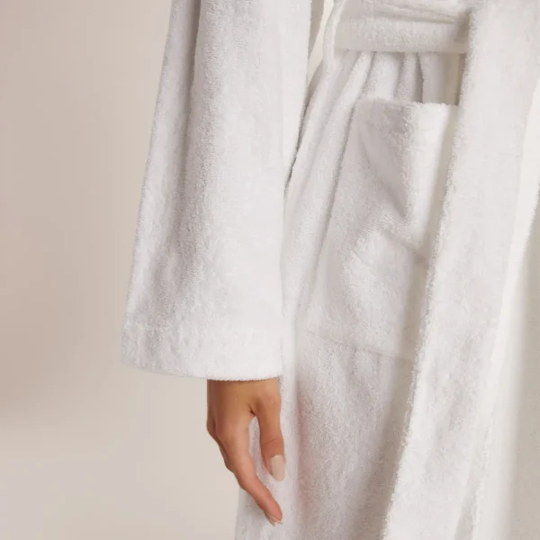 Lounge Underwear Towelling Dressing Gown - White Blanc Flash Sale